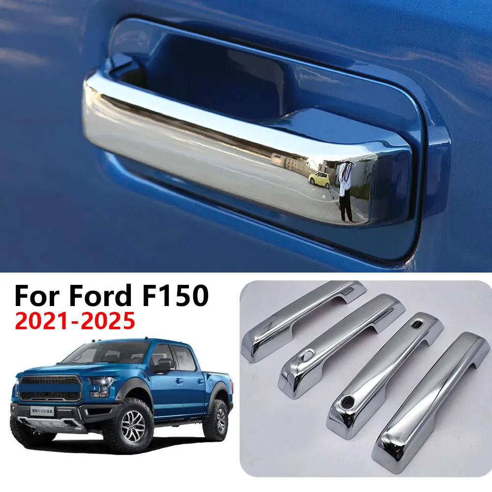 

Car Door Handle Cover Trim For Ford F150 2021 2022 / F-250 F-350 Super Duty 2023-2025 Black/Chrome Car Styling Accessories