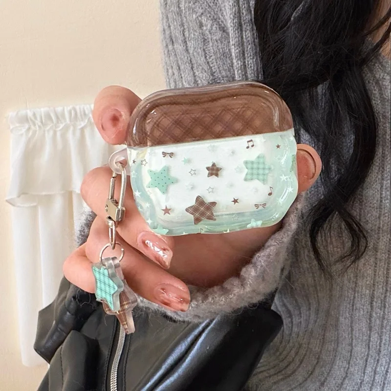 

Korean Cute Star Earphone Case For Apple Airpods 4 3 2 Pro 3 Cover with Charm Silicone Headphone Cases For Airpod Pro3 Headset