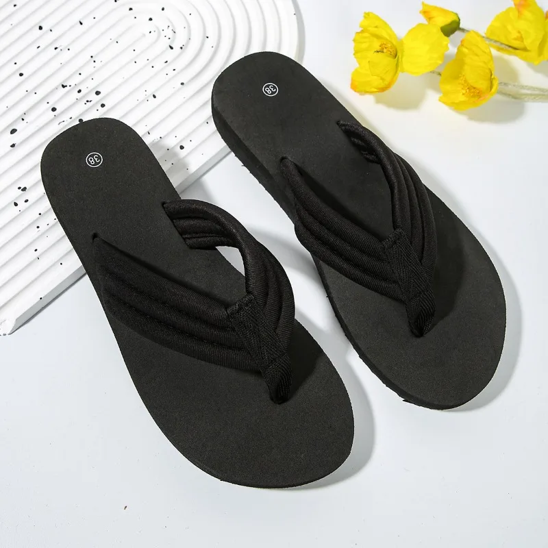 2024 Nieuwe Effen Kleur Zomer Casual Dames Flip Flop Mode Outdoor Antislip Strandschoenen Comfortabele Zachte Zool Eenvoudige Stijl