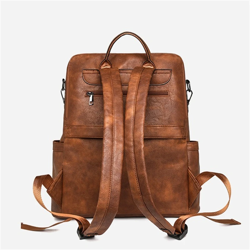 Nesitu Vintage A4 Brown Black Coffee Grey PU Leather 14 15.6 inch Laptop Men Women Backpack Lady Girl Travel Shoulder Bag M0422