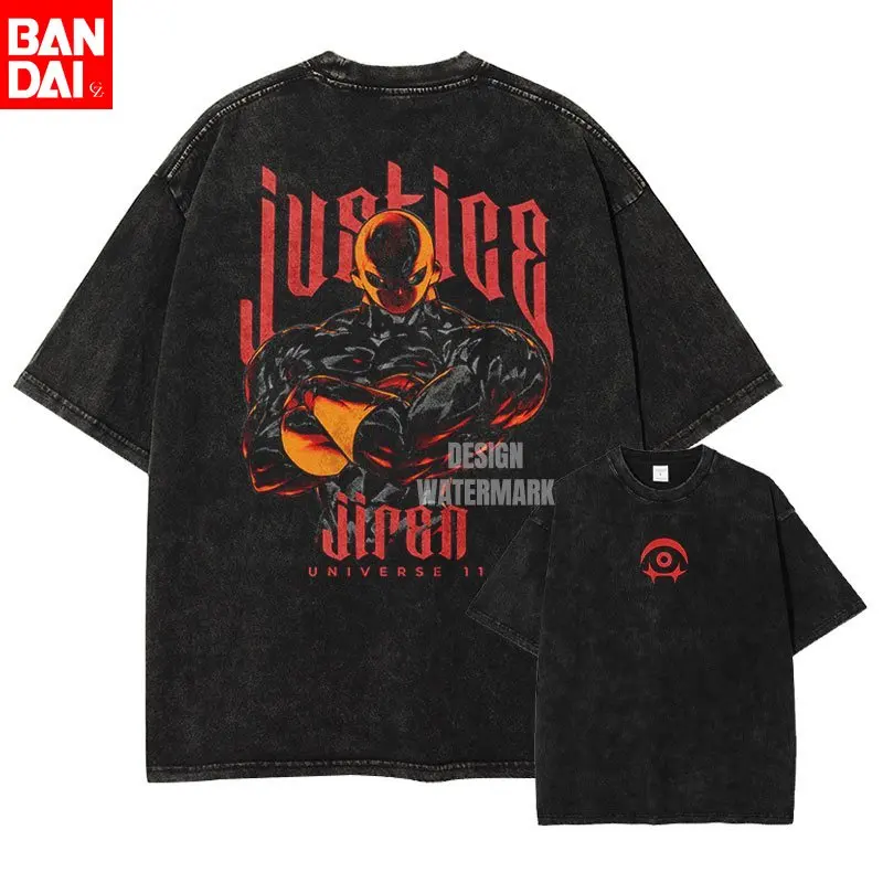 

Футболка унисекс оверсайз из плотного хлопка с эффектом потертости, винтажная, с ретро-графикой аниме Dragon Ball Z (Гоку в двух формах), летняя коллекция 2026