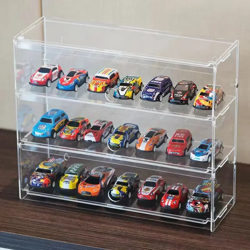 Clear Acrylic Car Model Display Cabinet, Dustproof Multilayer Storage Box Wheels, Hot 1/64 Racing Car Models, Blind Box Toys