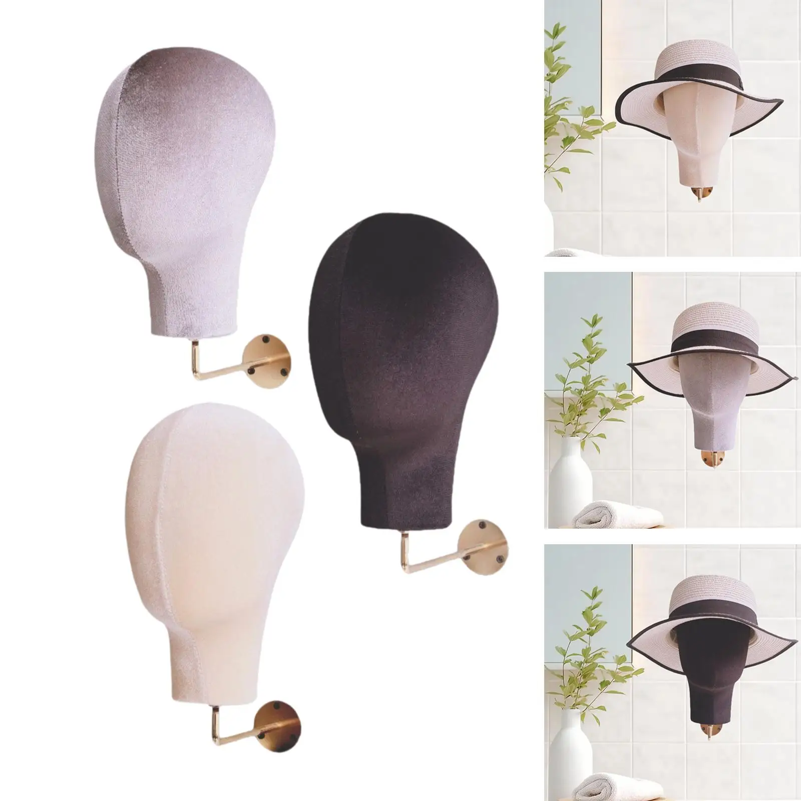 Smooth Surface Mannequin Head Hat Display Rack Premium Wall Mount Storage Holder for Shopping Mall Salon