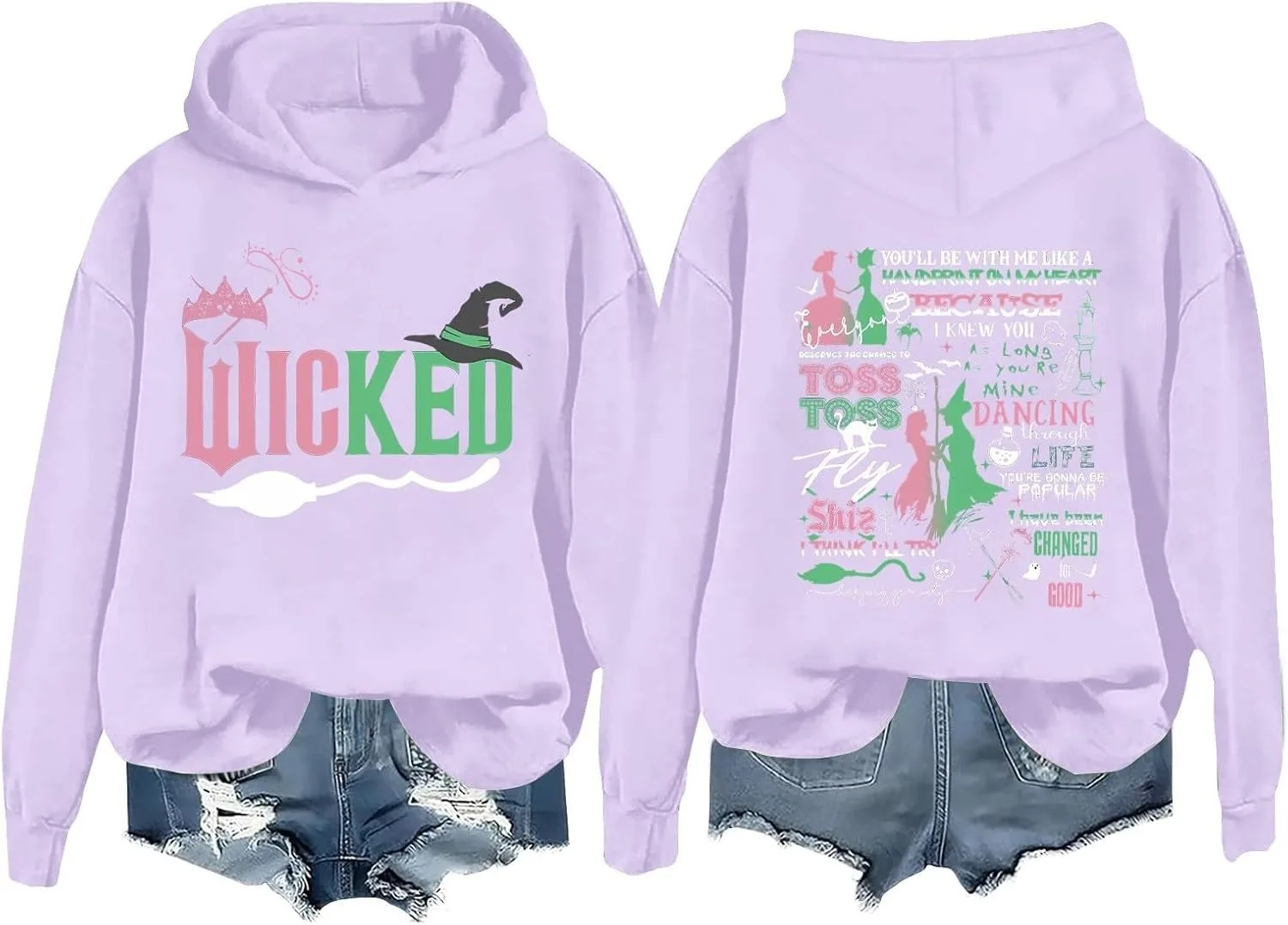 Wicked Changed For Good Witch & Princess Contrast Gradient Merch Hoodies Man/Woman Sweatshirts Printed Casual Clothes