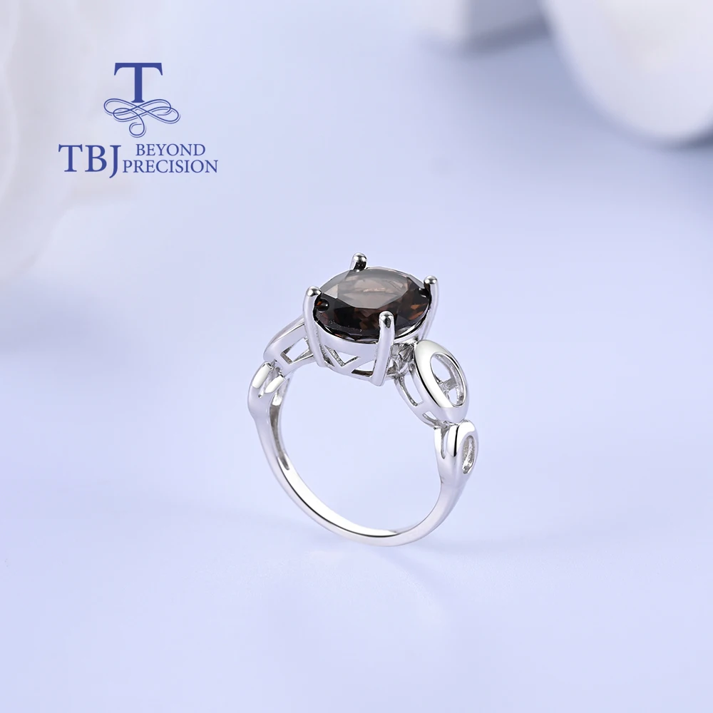 Unique Trendy Silver Ring for Unisex Statement Ring Natural Huge Smoky quartz 10x12mm Perfect Jewelry for Loveones gift