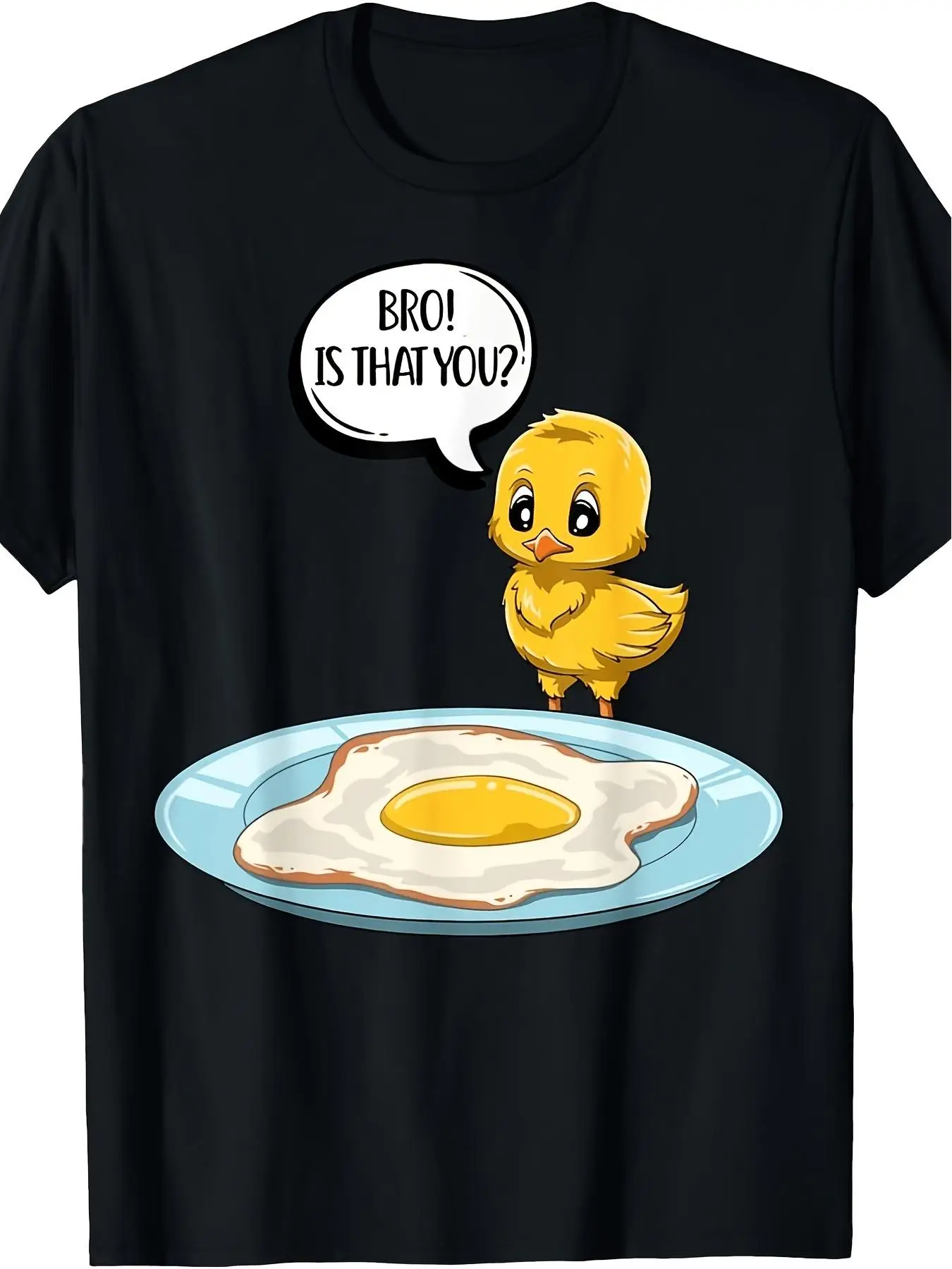 Funny 'Egg Bro' Chicken Graphic TShirt for Men Short Sleeve Round Neck Vintage Style Machine Washable Ideal for Beach Casual Wear Crew Neck Regular Fit AllSeason Drawing Patte, PLUS SIZE