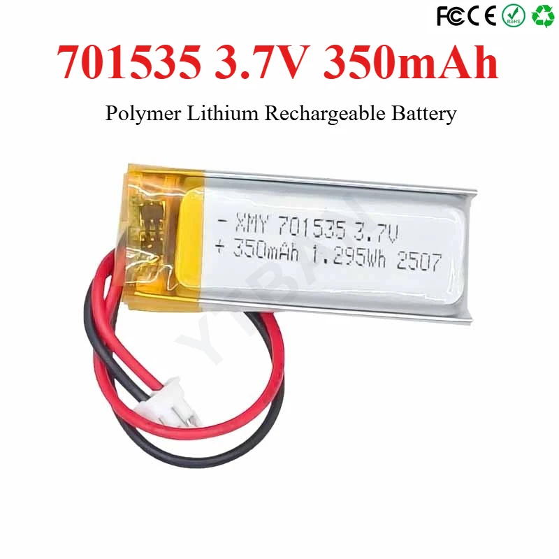 3.7 فولت 350 مللي أمبير 701535 بوليمر بطاريّة ليثيوم قابلة لإعادة الشحن للكاميرا لتحديد المواقع الملاح سماعة رأس بخاصية البلوتوث بطاريات جهاز تدريب الكلاب #2