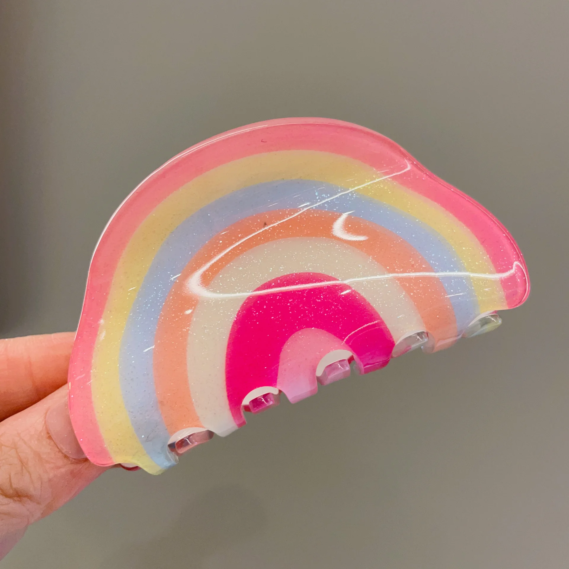 

Cute Cartoon Semicircle Sugar Rainbow Acrylic Hair Claw Clips Shark Hairpins Jewelry Gifts for Girls Women Hairwear Accessories