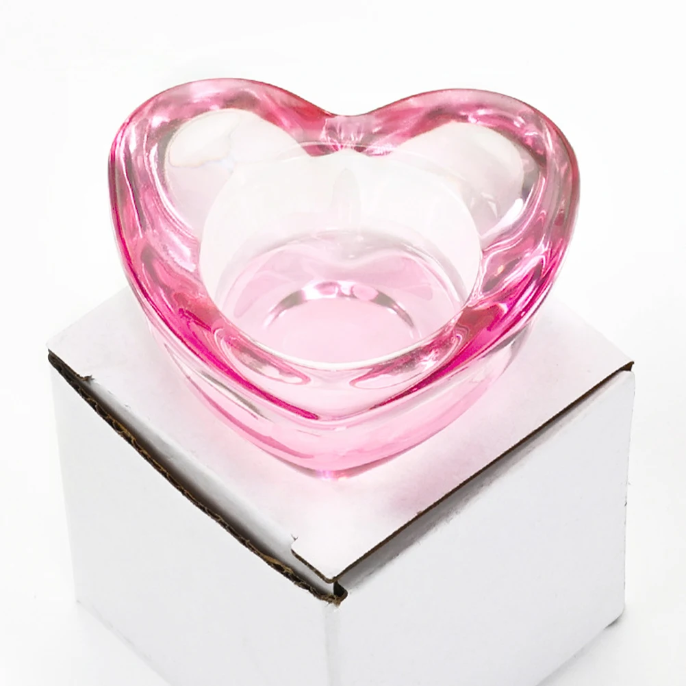 Entzückende herzförmige Nagelschale, Glasbehälter für Nagelkunst, flüssiges Acrylpulver, Mischstift, Waschaufbewahrung, Heimsalon