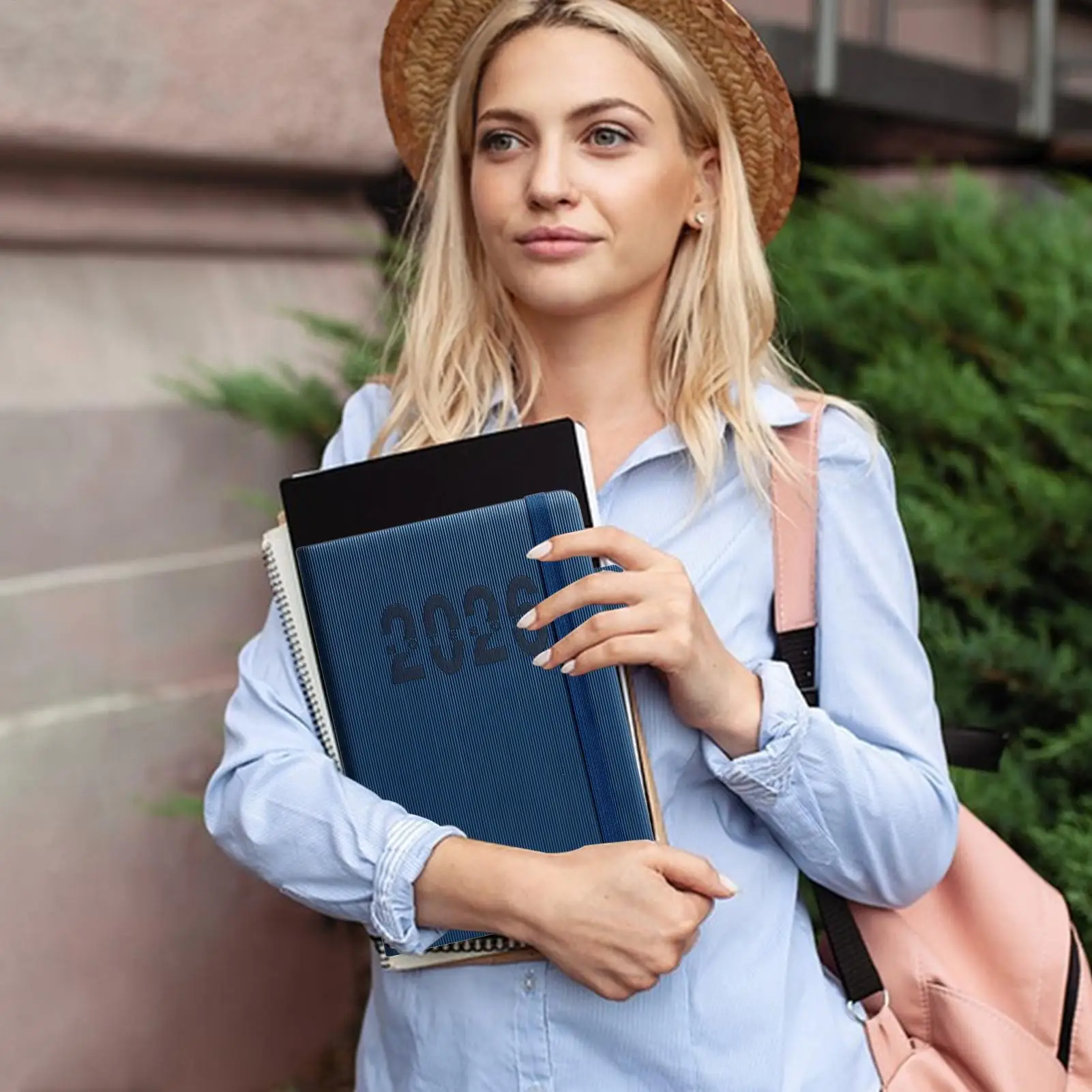 หนังสือกําหนดการ 2026 ตารางการวางแผนพร้อมสายคล้อง A5 โน้ตบุ๊คภาษาอังกฤษแนวตั้งลาย Journal สําหรับฟิตเนส Academic Business Trips