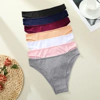 4PCS/SET Seamless Cotton Panties Women Sexy Low Waist Briefs Solid Color Breathable Female Underwear Soft  Comfortable Intimates 4