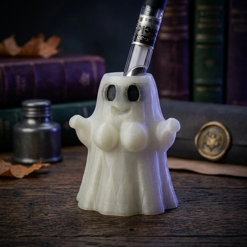 Luminous cute ghost pen holder Halloween weird table decoration funny fluorescent pencil cup makeup brush storage bucket