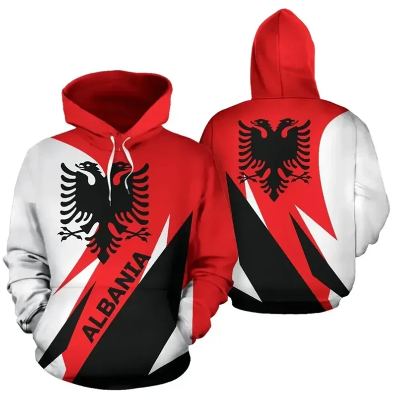 Albania Flag Hooded Sweatshirts 2024 New In Hoodies & Tracksuit Fashion Pullovers Albanian Emblem Eagle 3D Print Hoodies Tops