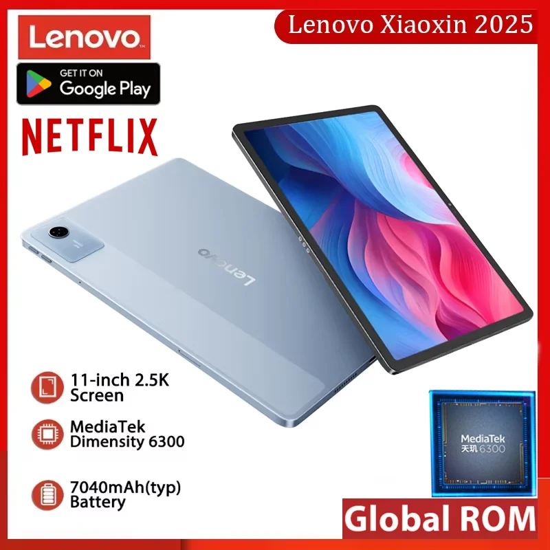 Lenovo Xiaoxin Pad 11 2025 Tab 128GB 256GB أبعاد ROM العالمية 6300 11 "2.5K شاشة 7040mAh WIFI Android Pad Google Play Tablet