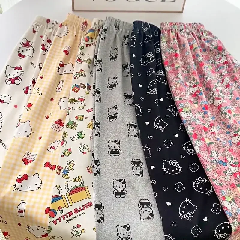 Sanrio Hello Kitty Pajama Pants Loose Comfortable Soft Trousers Cute Girly Cartoon Japanese Style Casual Pants Kawaii Gift