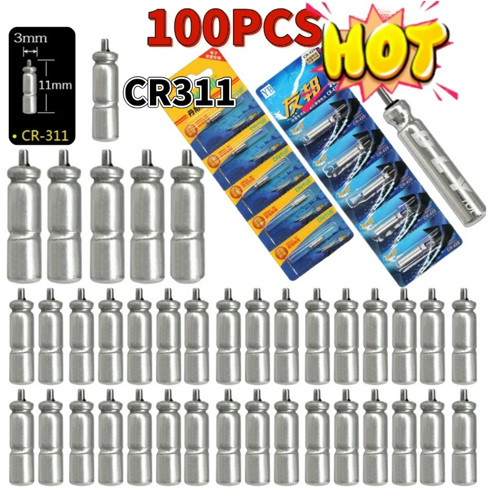 10-100PC Fishing Floats Battery Night Fishing Floats Light Luminous CR311 3V Lithium Battery Charger Set Buoy Tools Pesca Tackle