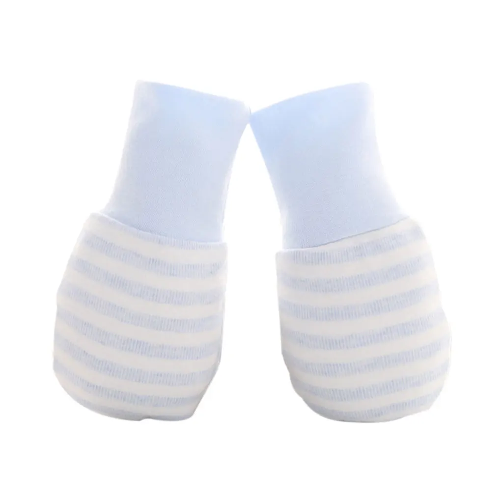 

1 Pair Newborn Baby Anti-Scratch Mittens Breathable Gloves Unisex Toddler Warm Cotton Gloves, Grey stripe