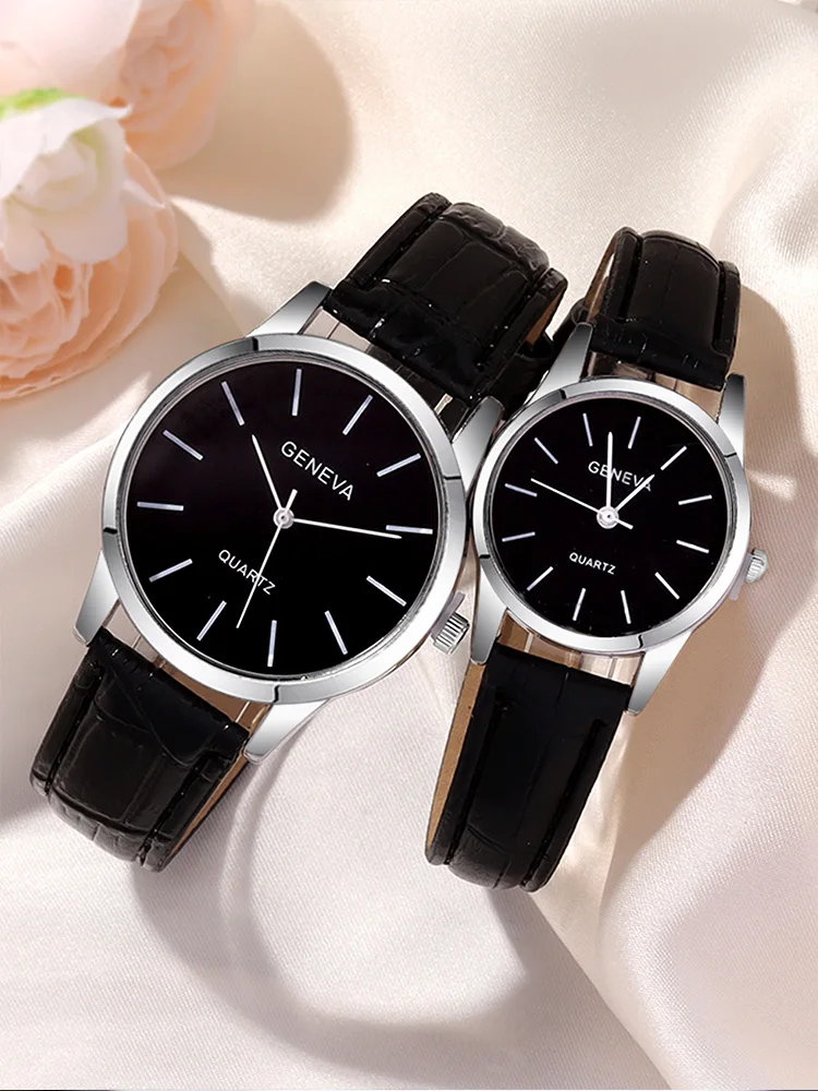 4pcs Minimalist Couple Watch for Male and Female Students, Casual and Fashionable Versatile Quartz Watch+couple Necklace