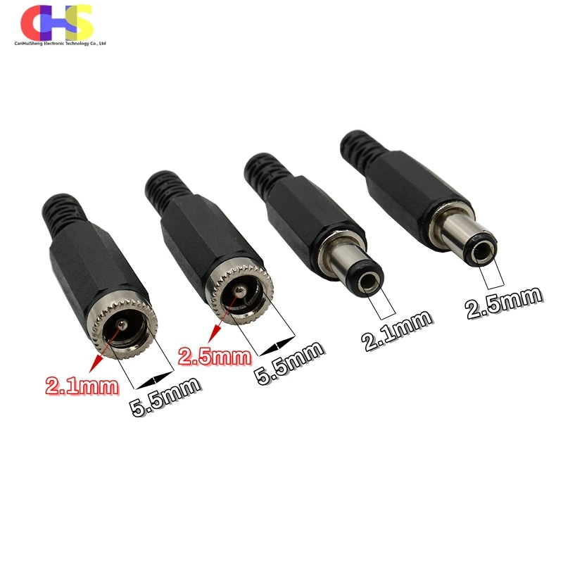 ​​10pcs DC005 DC Power Connector 5.5x2.1mm/2.5mm Male Female Welding Socket Adapter (Plug & Jack Pair)​​ view 2