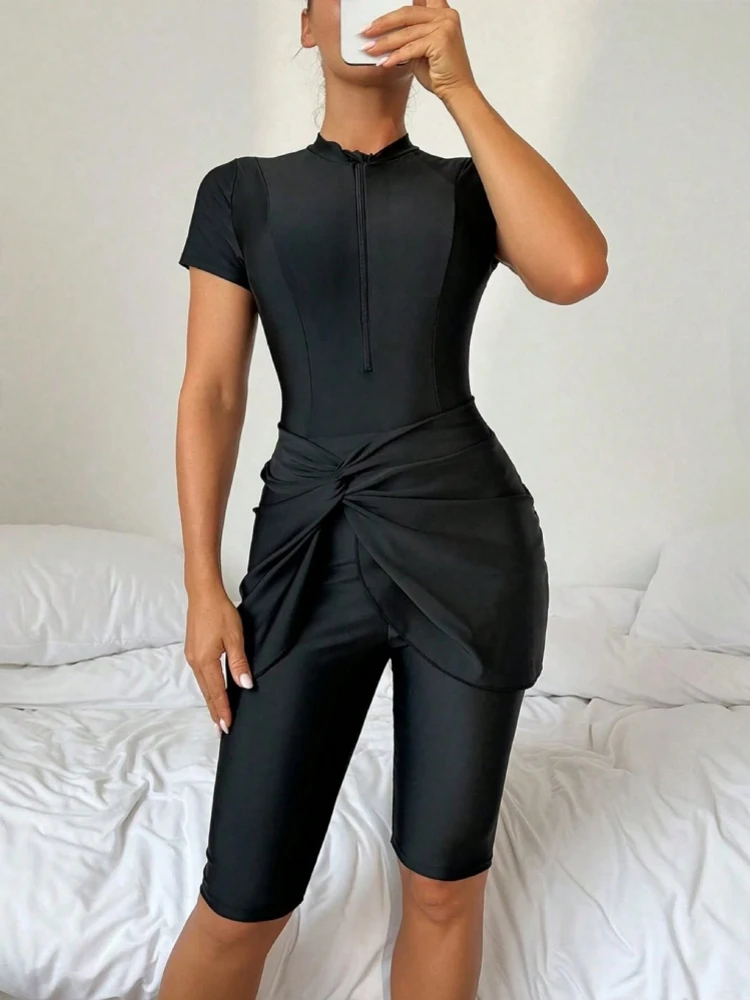 

New Cover Ups Sexy Swimsuit Women Summer Bathing Suit Bikini Set Short Sleeve Swimwear Women Beach Swimming Suit For Female