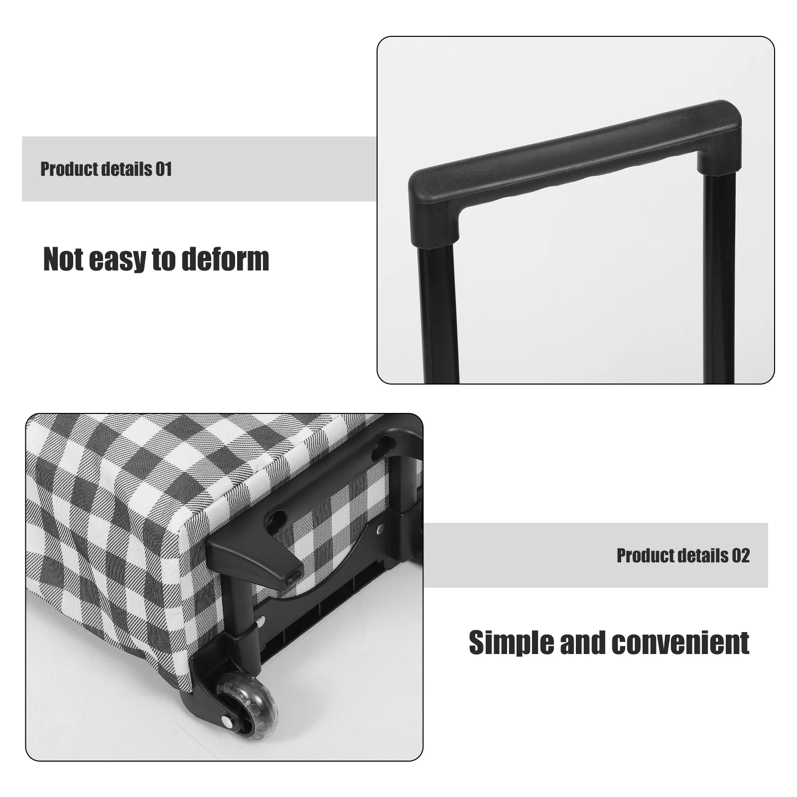 

Oxford Fabric Grocery Cart Foldable Metal Structure Retractable Handle Portable Utility Shopping Cart with Wheels