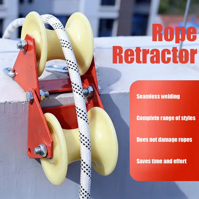 Rope Retract Pulley Groove Wheel Pulley Friction Reduction Scroll Guard Cable Pulley Wheel for High Altitude Work Descending