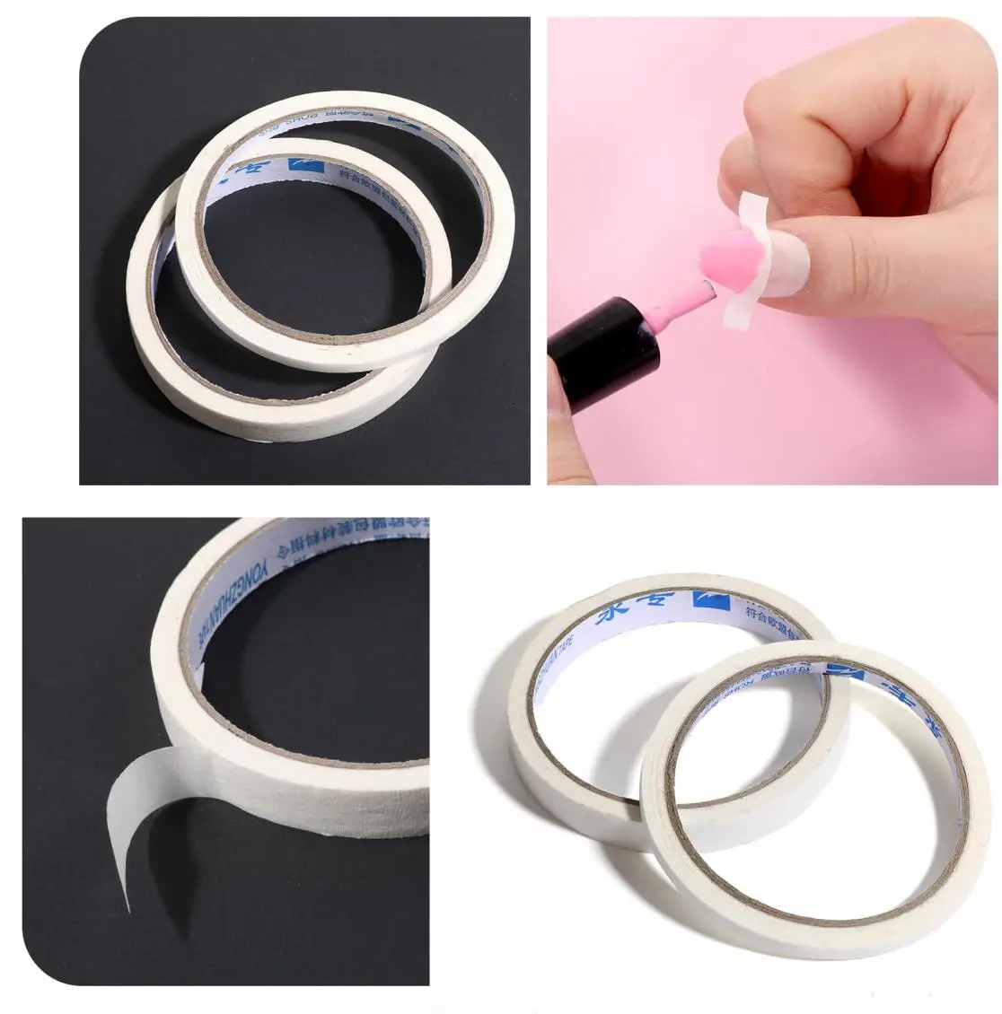 4 rouleaux 0.5 cm/1.2 cm Nail Art bande de rayure lignes françaises Plaid effet de grille autocollants pour ongles adhésif bord Guide conseils outils de manucure 1