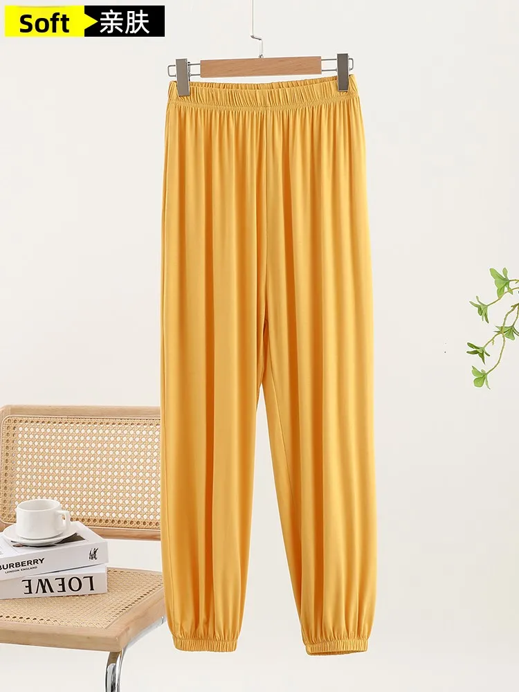 Modal Loose Casual Pants Thin Autumn Spring Home Clothes Large Size Outerwear Long Trousers Pure Color July Deer Brand