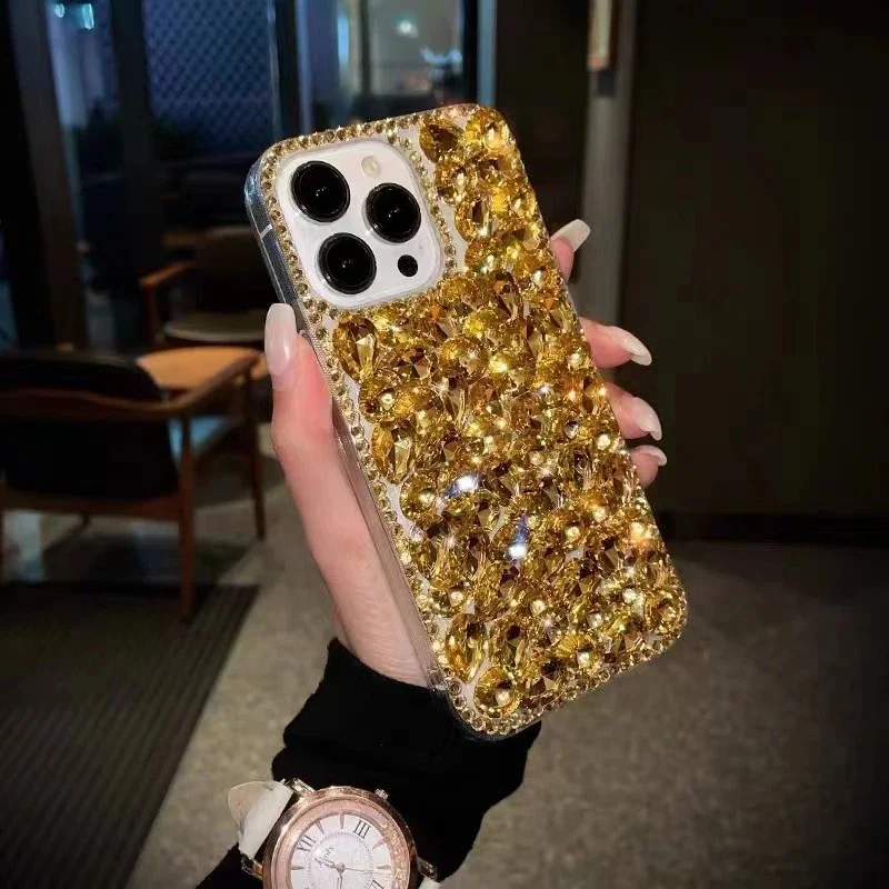 Handmade Rhinestone Phone Cover, Jewelry Bling, Full of Shine, Suitable for iPhone 15, 14, 13, 12, 16 Pro Max