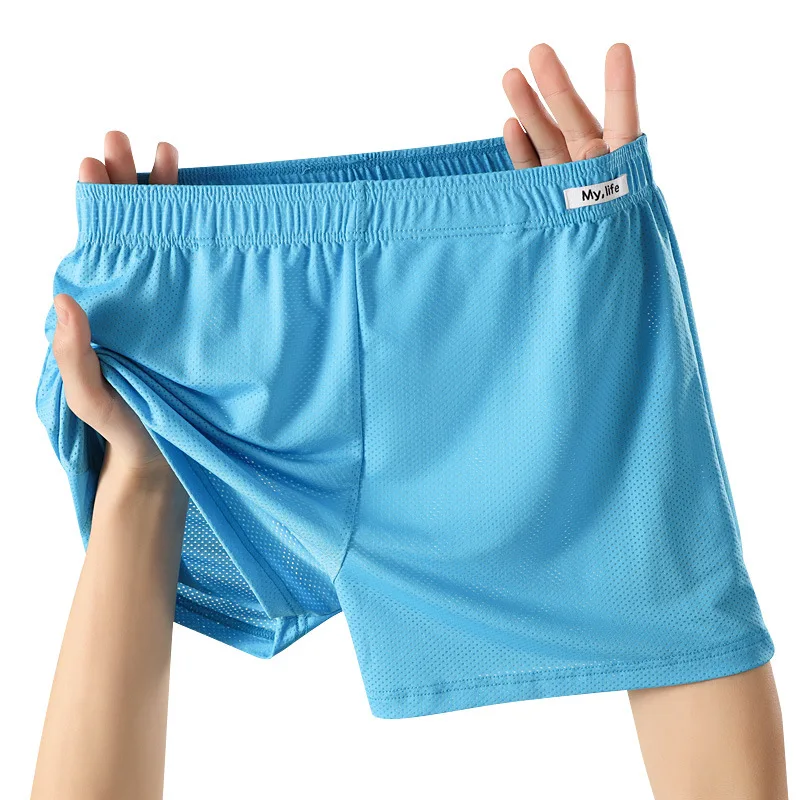 حجم كبير الرجال السهم السراويل الحرير الجليد رقيقة تنفس سراويل الذكور فضفاضة بارد السروال الصلبة التجفيف السريع النوم الملابس الداخلية #4