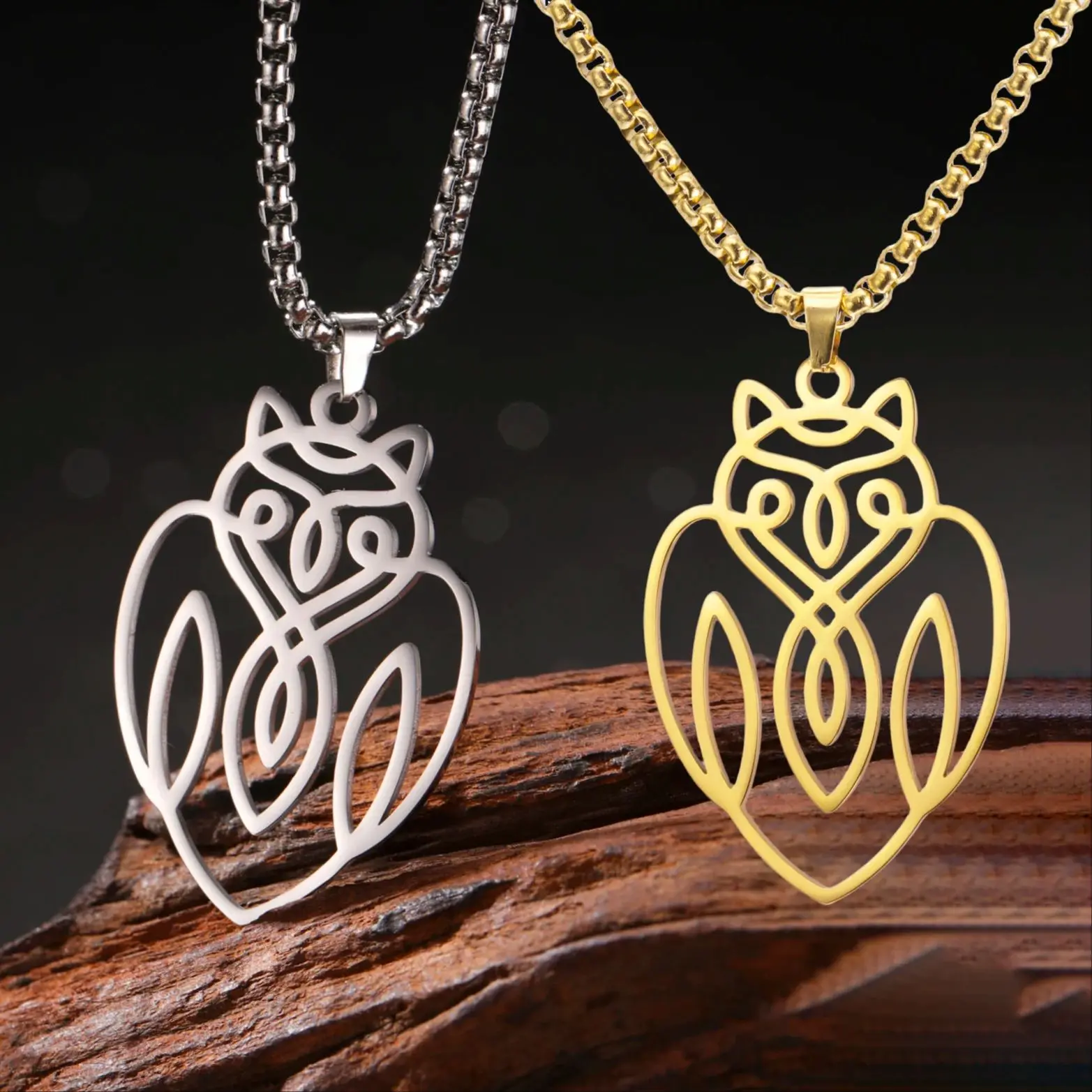 LIKGREAT Fashion Eagle Owl Pendant Necklace Stainless Steel Wisdom Mythology Animal Wiccan Amulet Jewish Jewelry Christmas Gifts