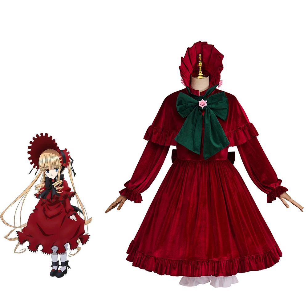 Anime Rozen Maiden Pure Ruby  Cosplay Christmas Costume Women's Top Skirts with Hat Red Suit HalloweenParty Show Outfit