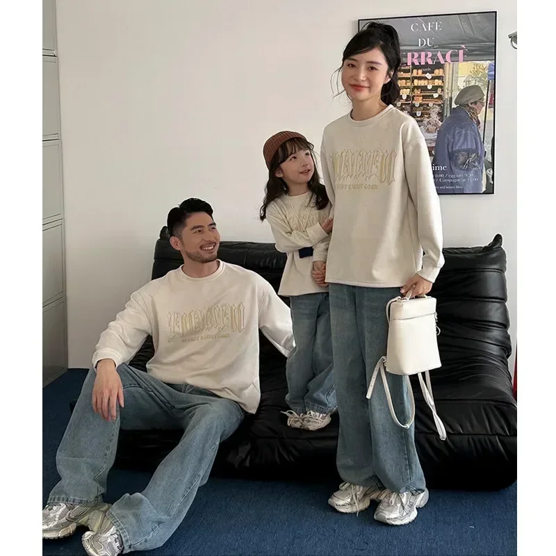 2024 Family Matching Outfits Sweatshirt Parent-Child Children Same Long Sleeve Clothes Father Mother and Son Daughter Costume