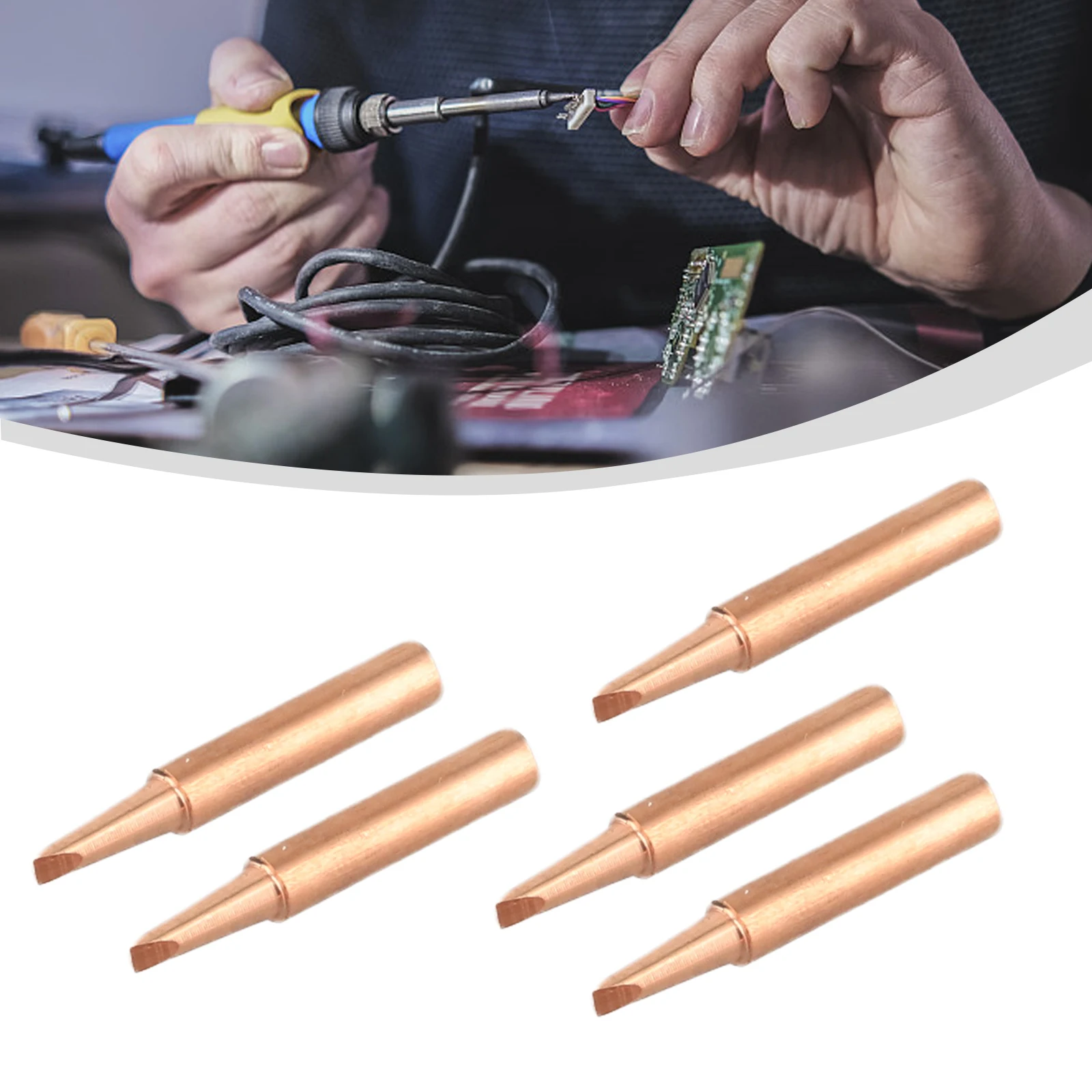 5pcs 900M-T Copper Soldering Iron Tips Welding Solder Tip For Lower Temperature Soldering Welding Accessories