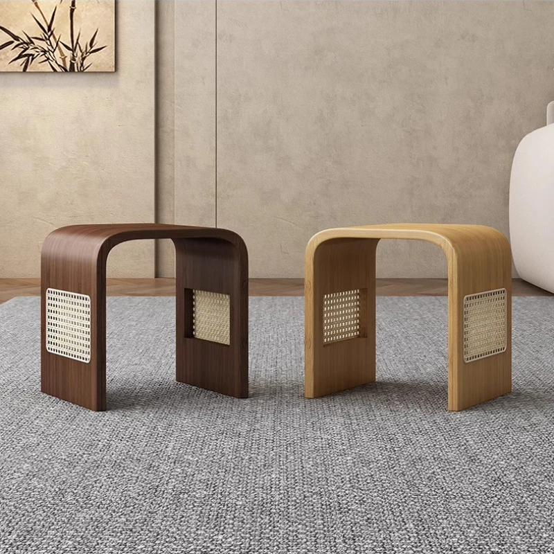 

Rattan Entryway Bench Multifunctional Living Room Seat Ottoman Minimalist Hallway Shoe Stool for Small Space Home Furniture