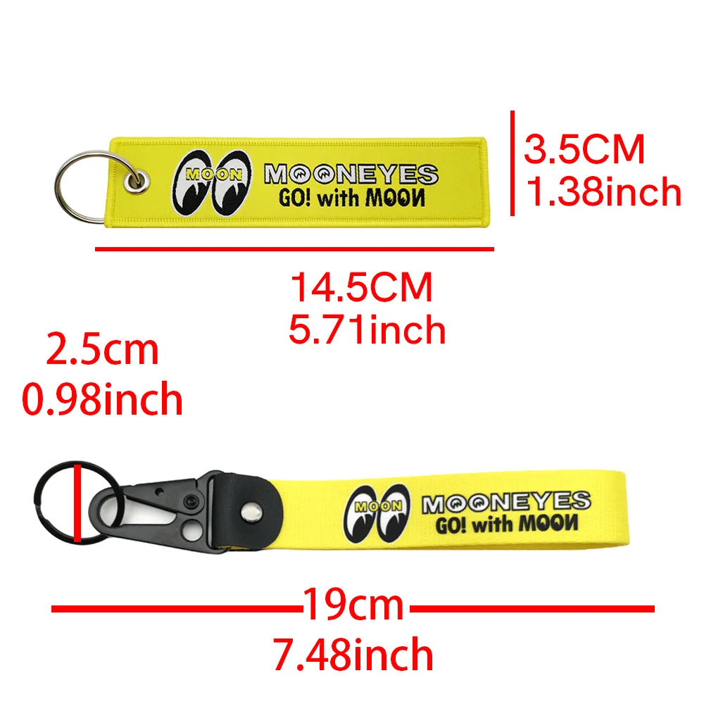 JDM Federclip Auto-Schlüsselanhänger Gelb MOONEYES Motorrad-Schlüsselring Persönlicher Modischer Stoff-Schlüsselanhänger JET-Tag Anhänger Zubehör – Detail 6