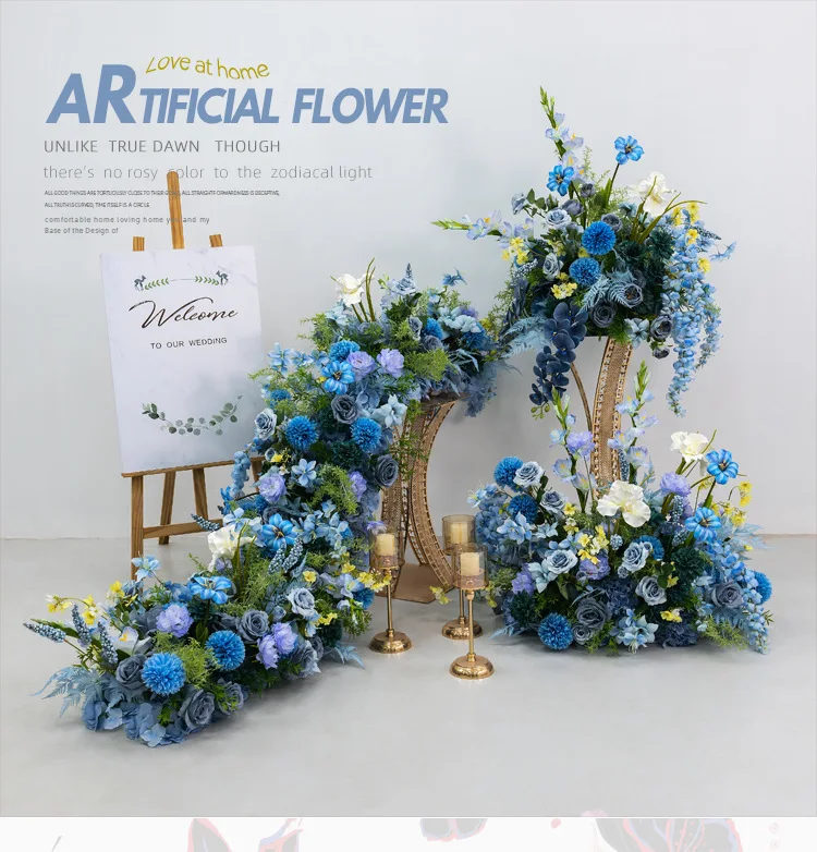Hellblaue Künstliche Blumenreihe Wasserfall-Tischblume Großhandel Hochzeits-Party-Tischdekoration Künstliche Seidenblumen Event-Dekoration – Detail 4