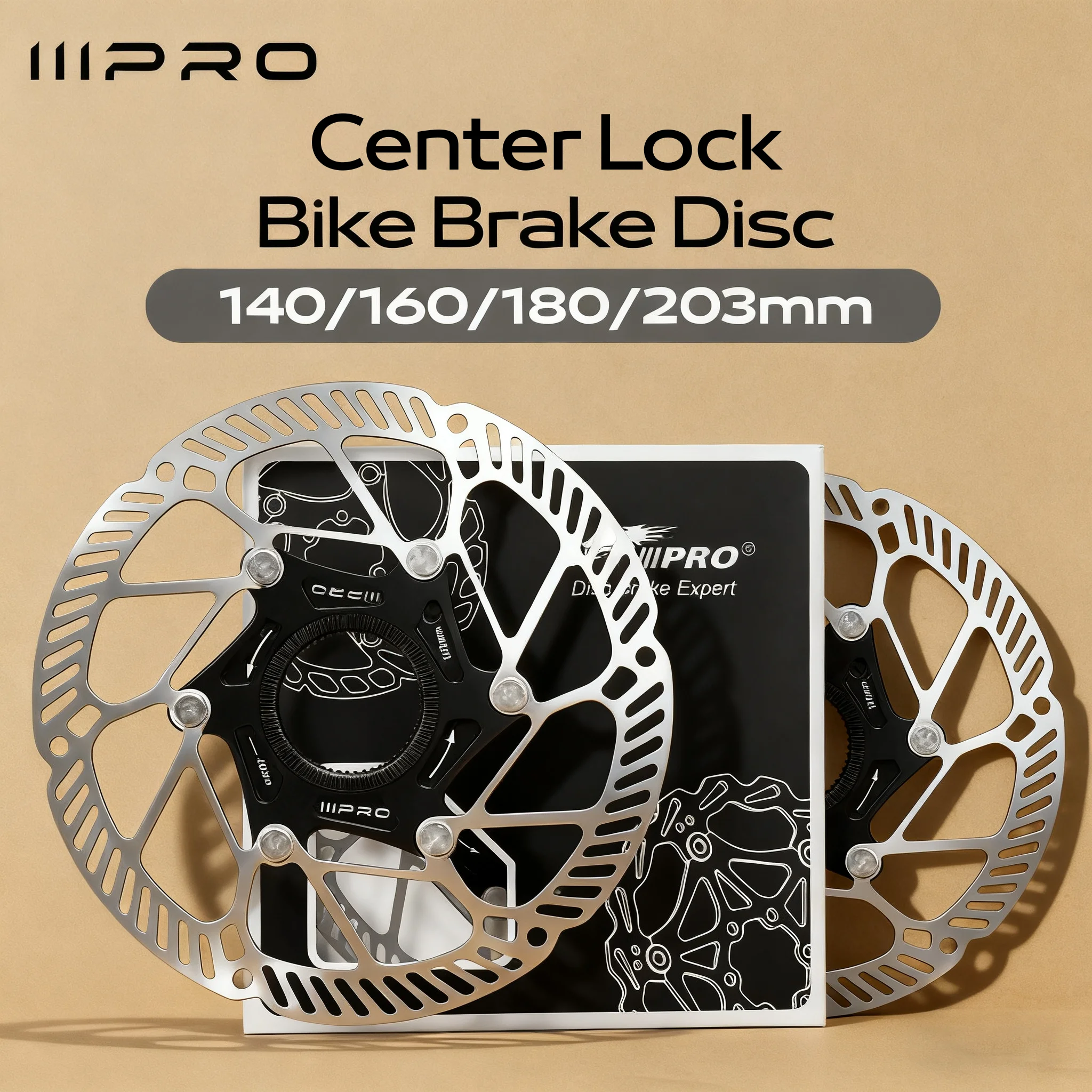 IIIPRO Center Lock Bike Disc Rotor Bicyele Hydraulic Disc Brake Rotors Stainless Steel CNC Laser Cutting Durable Brake Rotor