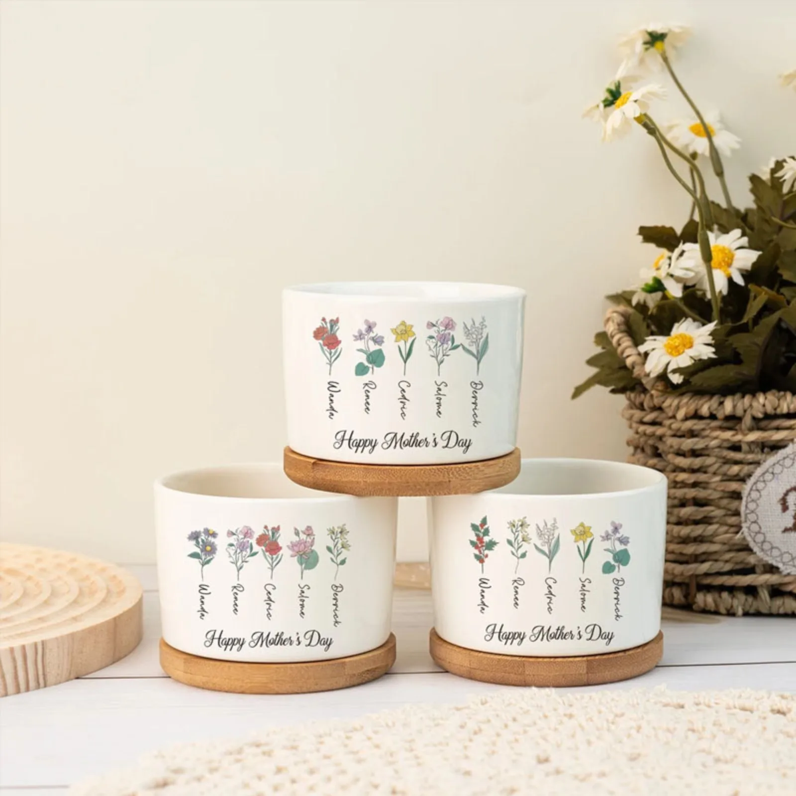 

Personalized custom creative ceramic succulent plant pot with bottom bracket home indoor outdoor decorative ornaments