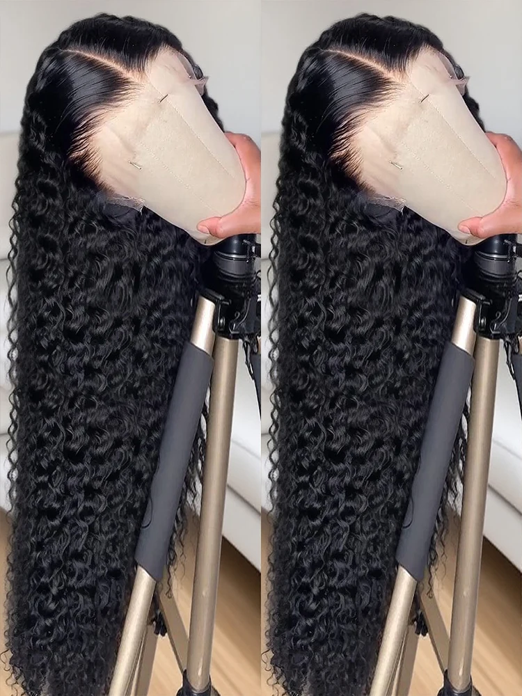 

Бесклеевые человеческие волосы 7x5, готовые к ношению, вьющиеся HD парики с кружевной застежкой, предварительно выщипанные, 13x6, глубокие волны, бразильские прозрачные парики спереди