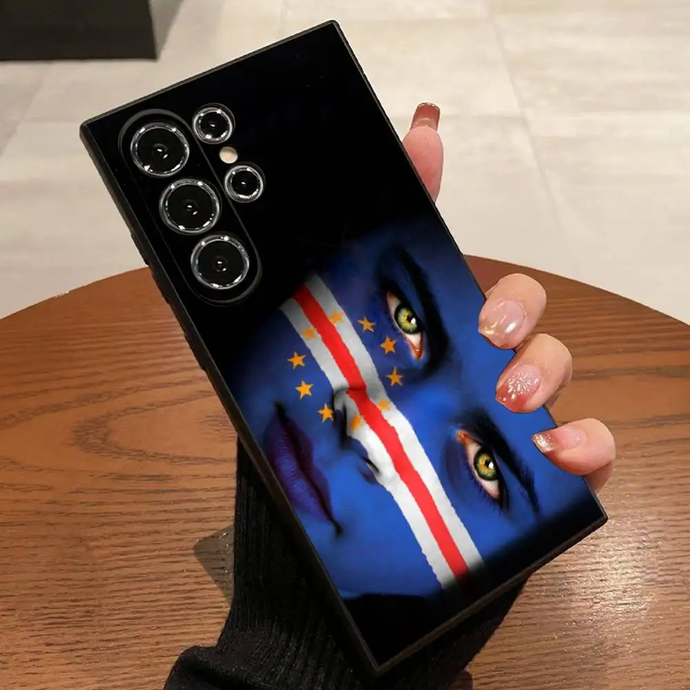 أفريقيا كيب فيردي جواز السفر العلم حالة الهاتف لسامسونج S22، S24، S20، S25، S23، S30، S21، الترا، زائد، 5G، Fe، لايت غطاء أسود #2