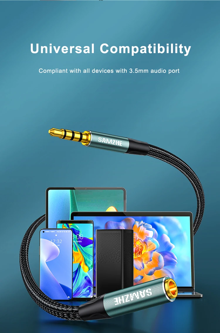 Samzhe Buchse 3,5mm Audio-Verlängerung kabel für Huawei P20 Lite Stereo 3,5mm Buchse Aux-Kabel für Kopfhörer Xiaomi Redmi 5 plus PC – Detail 8
