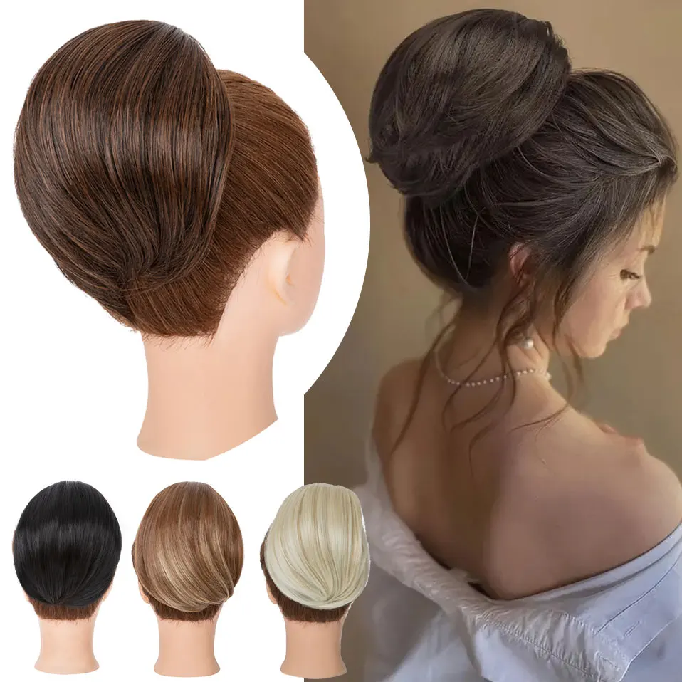 Natural Soft Hair Bun Hairpiece Short Ponytail With Comb Clip With Elastic Drawstring Hair Accessories Women Synthetic Extension