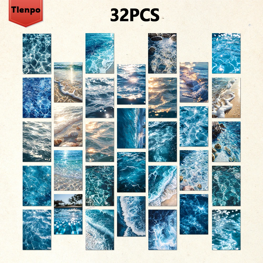 32pcs, Sea Scenery Postcards, Wall Stickers, Mailing Cards, Greeting Cards, DIY Postcards, Souvenir Postcards, Decoration Produc image 3