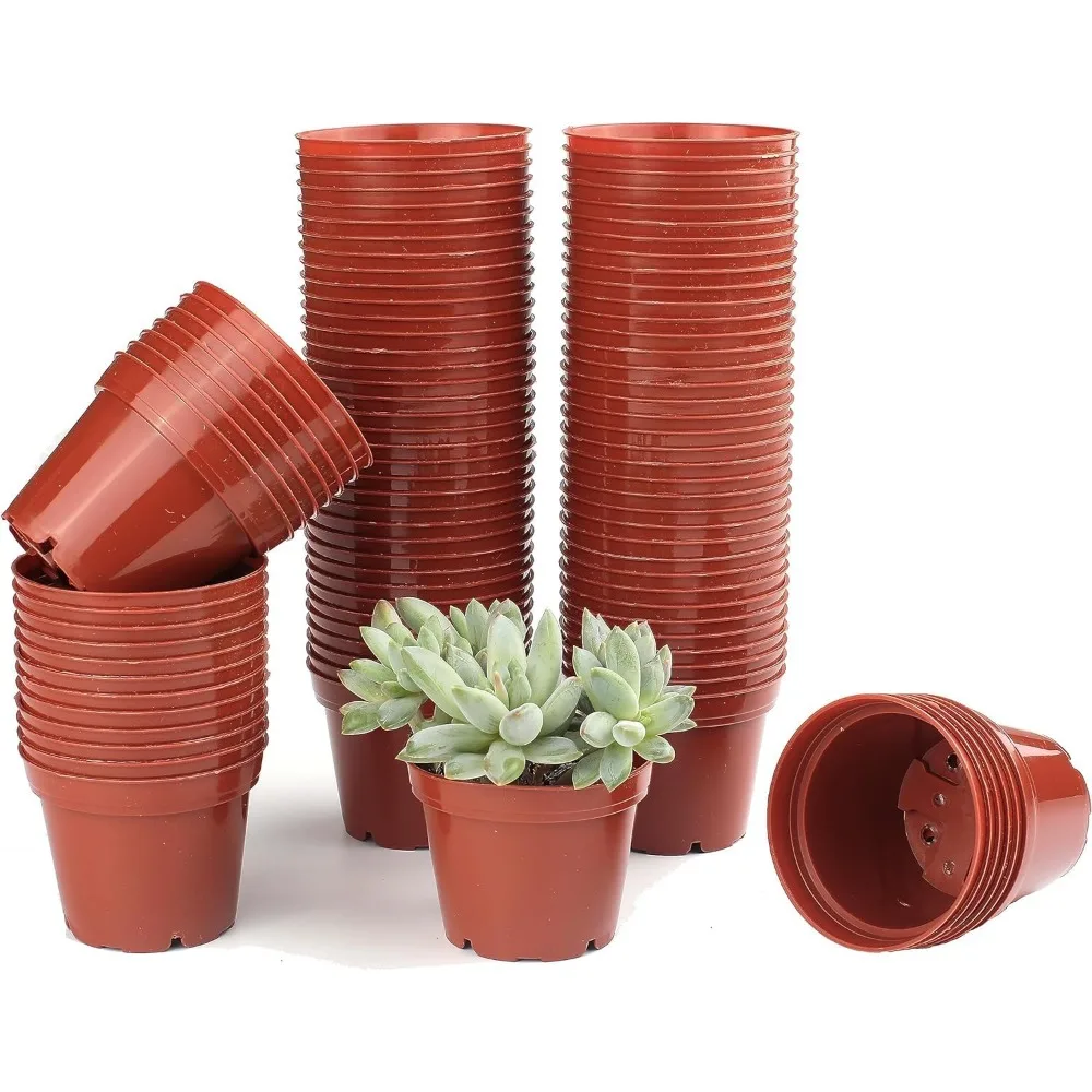 

4 Inch Plastic Plant Nursery Pots, Seed Starter Pots and Cutting Pots for Succulent Plants,Drainage Hole Succulent Seedling Nurs
