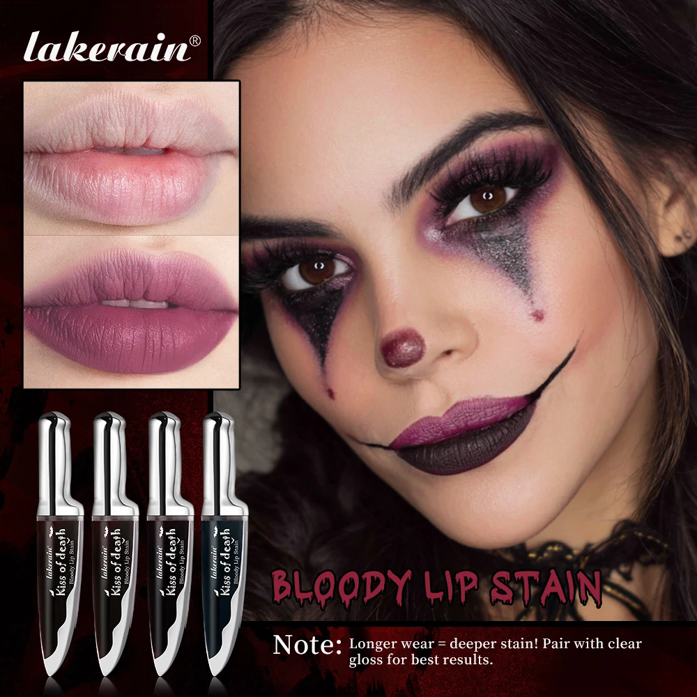 Fake Bloody Lip Stain Gel-like Waterproof Spill-proof Long Lasting Matte Lip Tinting Halloween Party Lipstick Cosmetics
