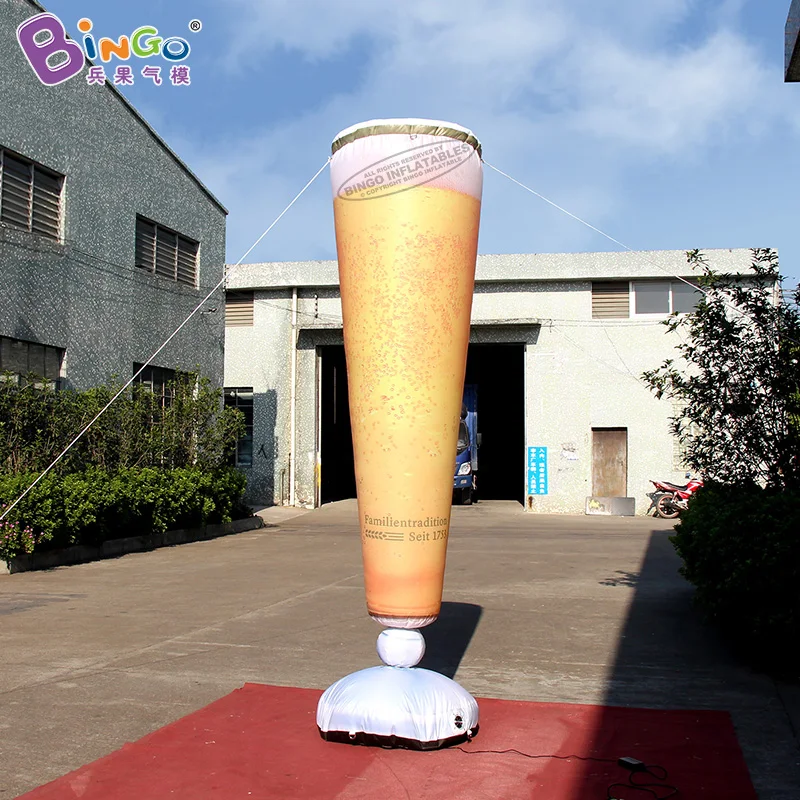 Factory Hot Sale Giant Inflatable Printing Bottle Yellow Beverage Glass Model 3mh Beer Cup/Beer Glass For Advertising