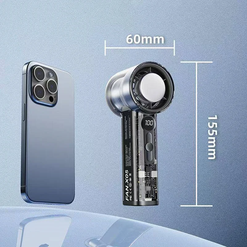 100 التروس AI التبريد فائق التوصيل معلقة الرقبة في الهواء الطلق للطي سطح المكتب مروحة صغيرة باليد للطي مروحة تربو قوية #3