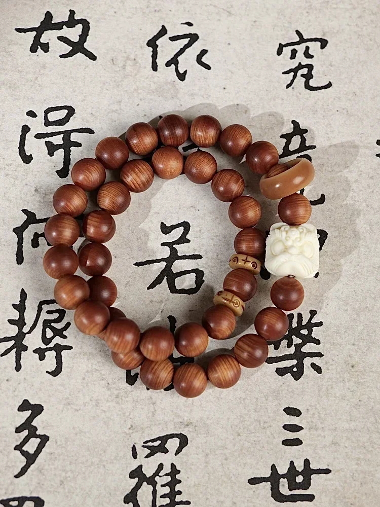 Chinese Style Old Material Bodhi Root Running Ring Bracelet for Men and Women Ivory Fruit Lion Awakening Multi-Circle Handstring