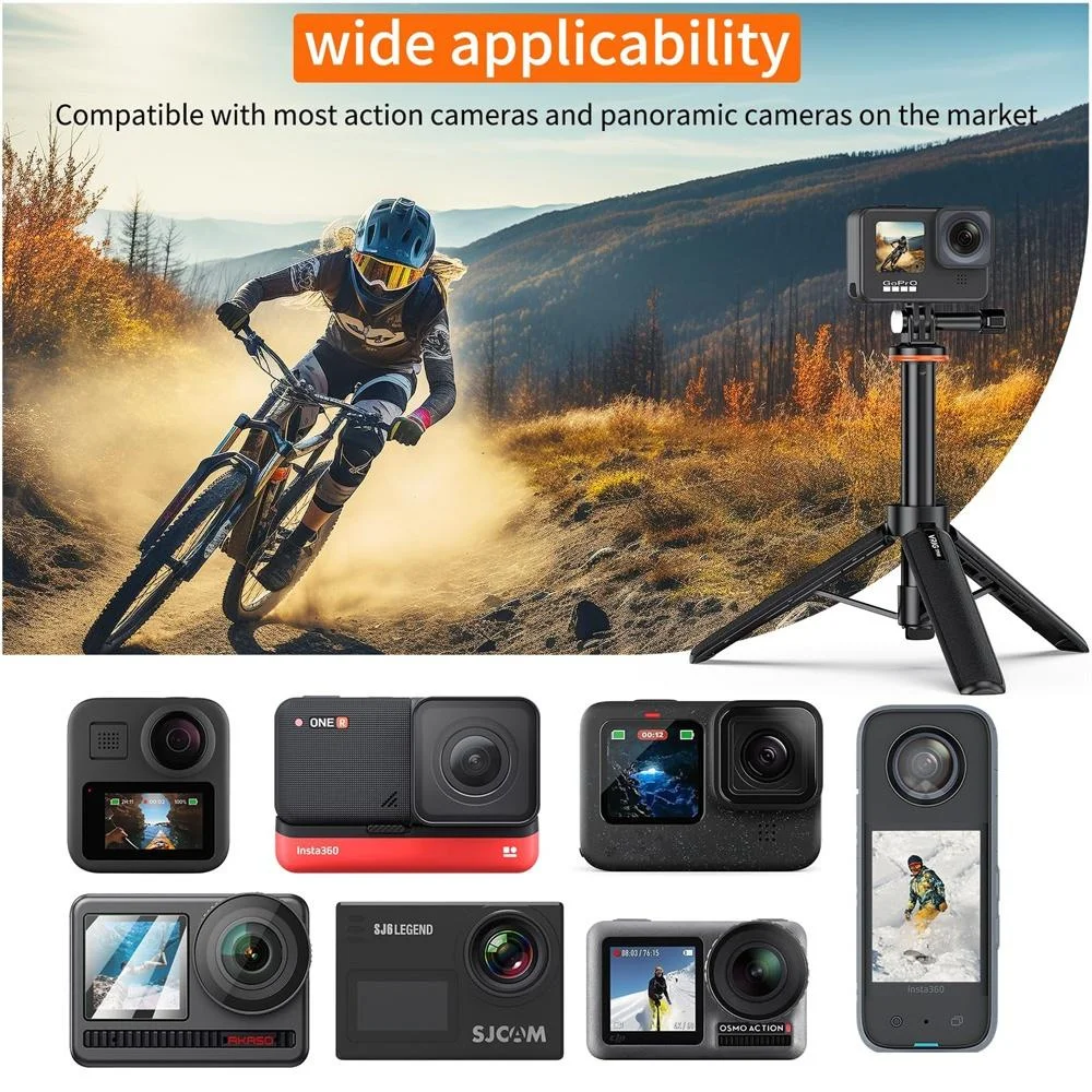VRIG 20.1" Extendable Mini Tripod,Portable Selfie Stick Tripod for DJI OSMO Action 5Pro/4/3,GoPro Max Hero 13 12 11 10 9 8 7 6 5 4 3 3+ 2 1 Session,Insta360 X5/X4 Action Camera view 8